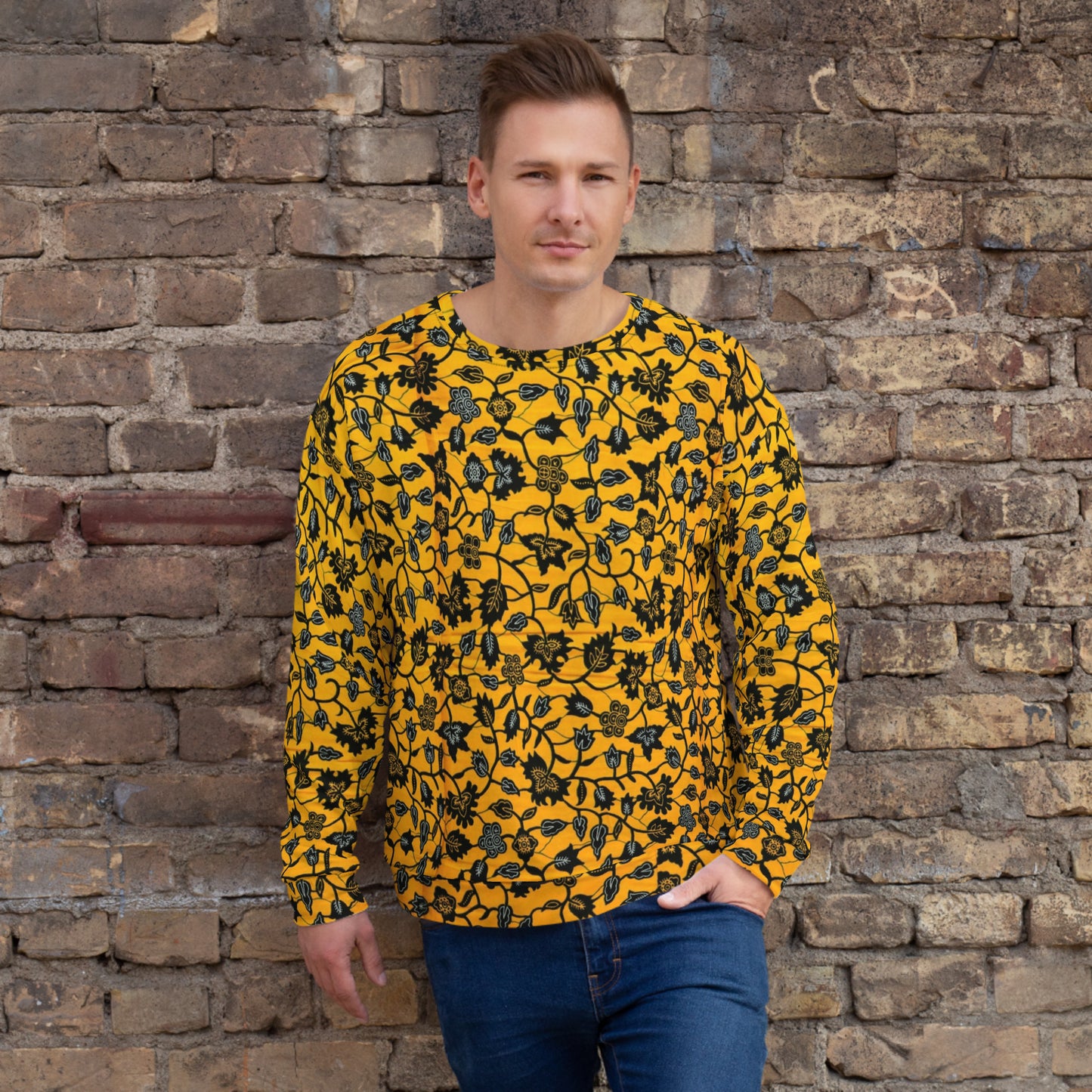 Yellow Leaves Ankara Unisex Sweatshirt