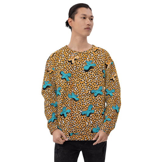 Sky Blue Pale Orange Ankara Unisex Sweatshirt