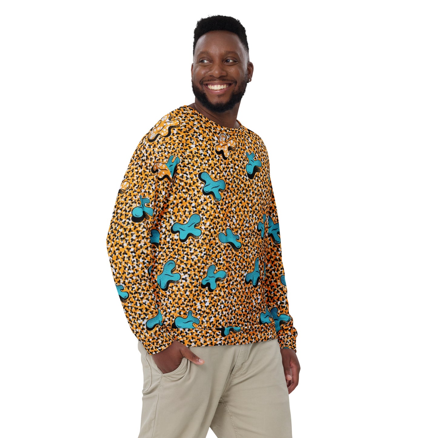 Sky Blue Pale Orange Ankara Unisex Sweatshirt