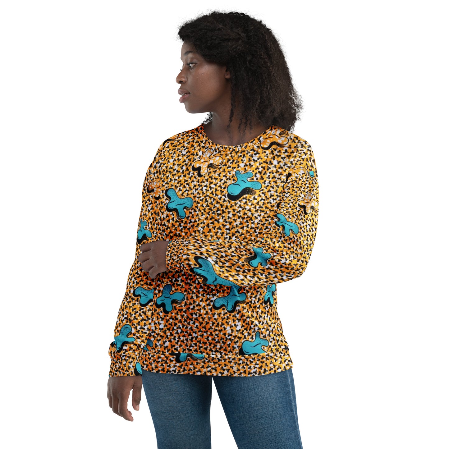 Sky Blue Pale Orange Ankara Unisex Sweatshirt