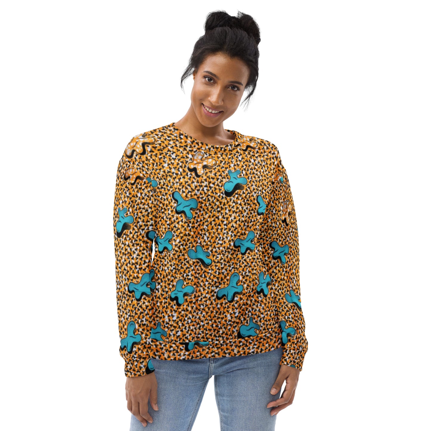 Sky Blue Pale Orange Ankara Unisex Sweatshirt