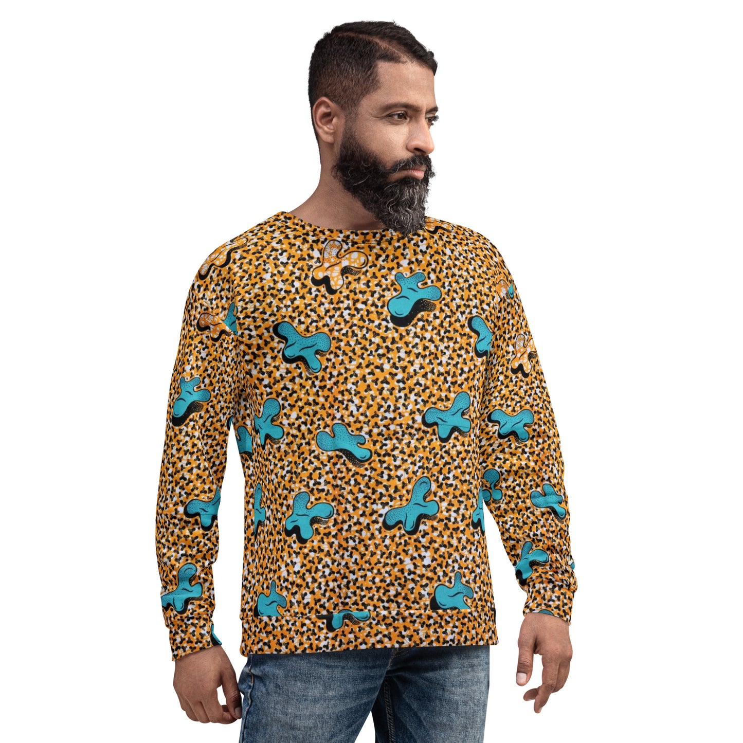 Sky Blue Pale Orange Ankara Unisex Sweatshirt