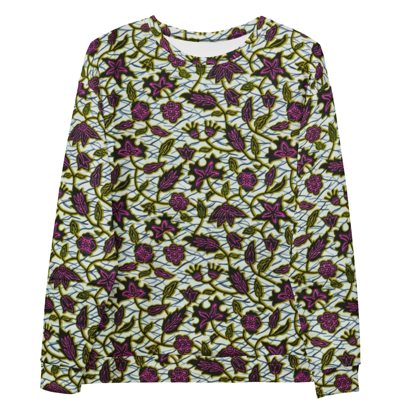 Pink Green Leaves Ankara Unisex Sweatshirt