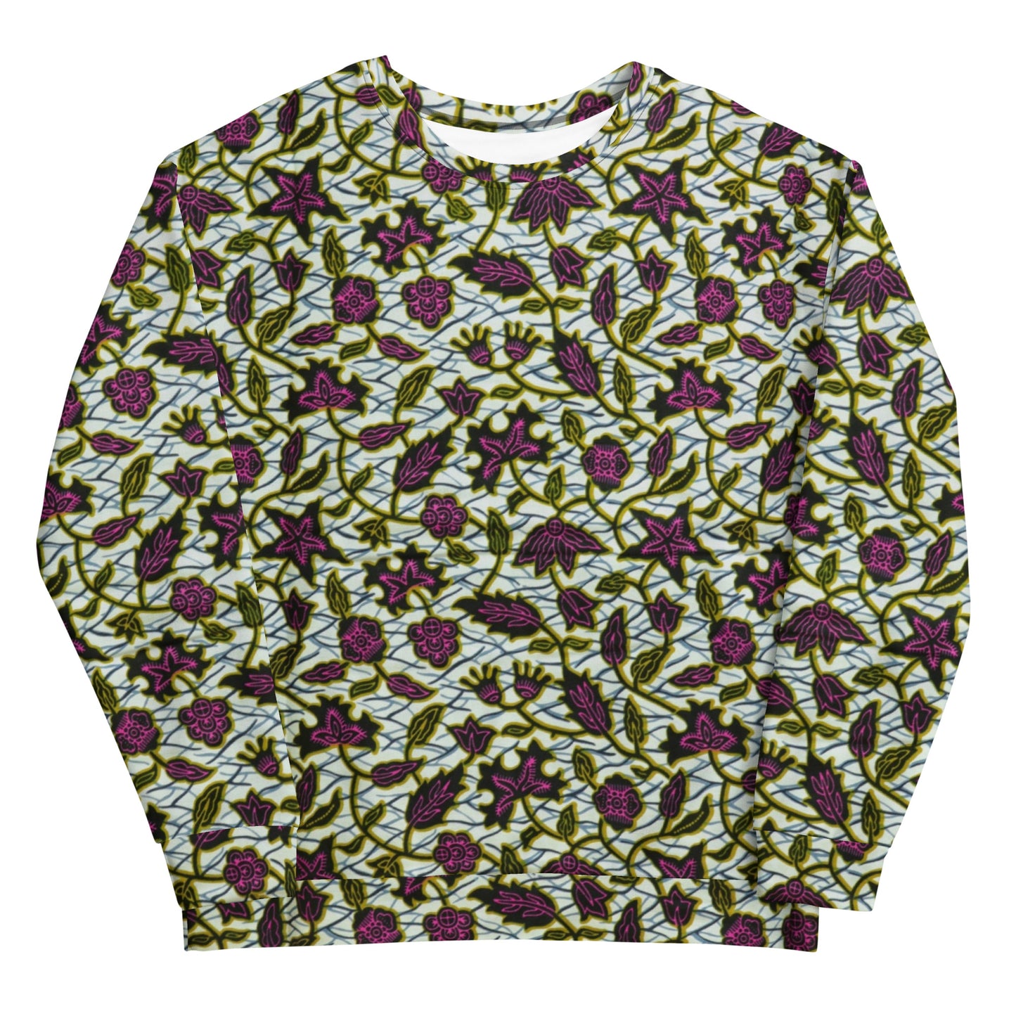 Pink Green Leaves Ankara Unisex Sweatshirt