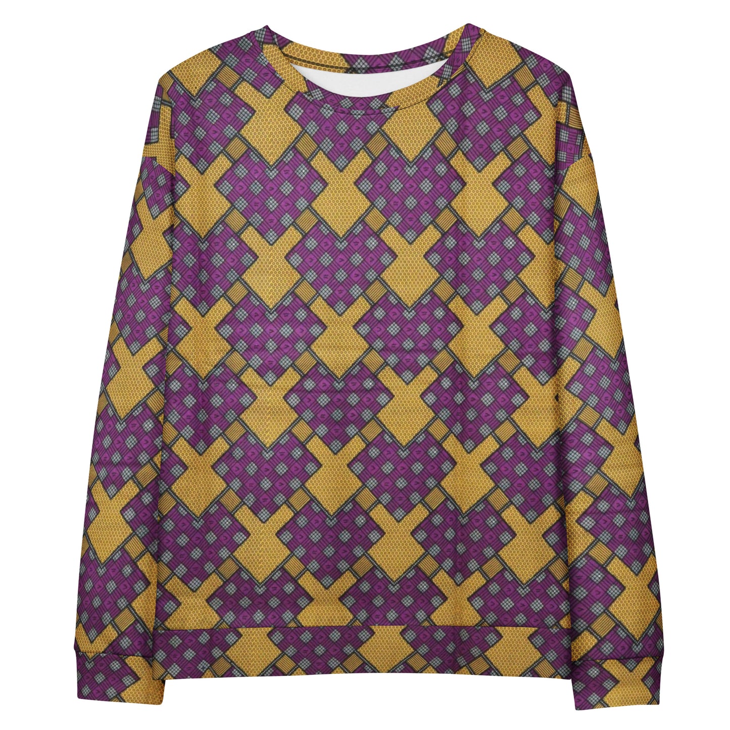 Purple Yellow Shapes Ankara Unisex Sweatshirt