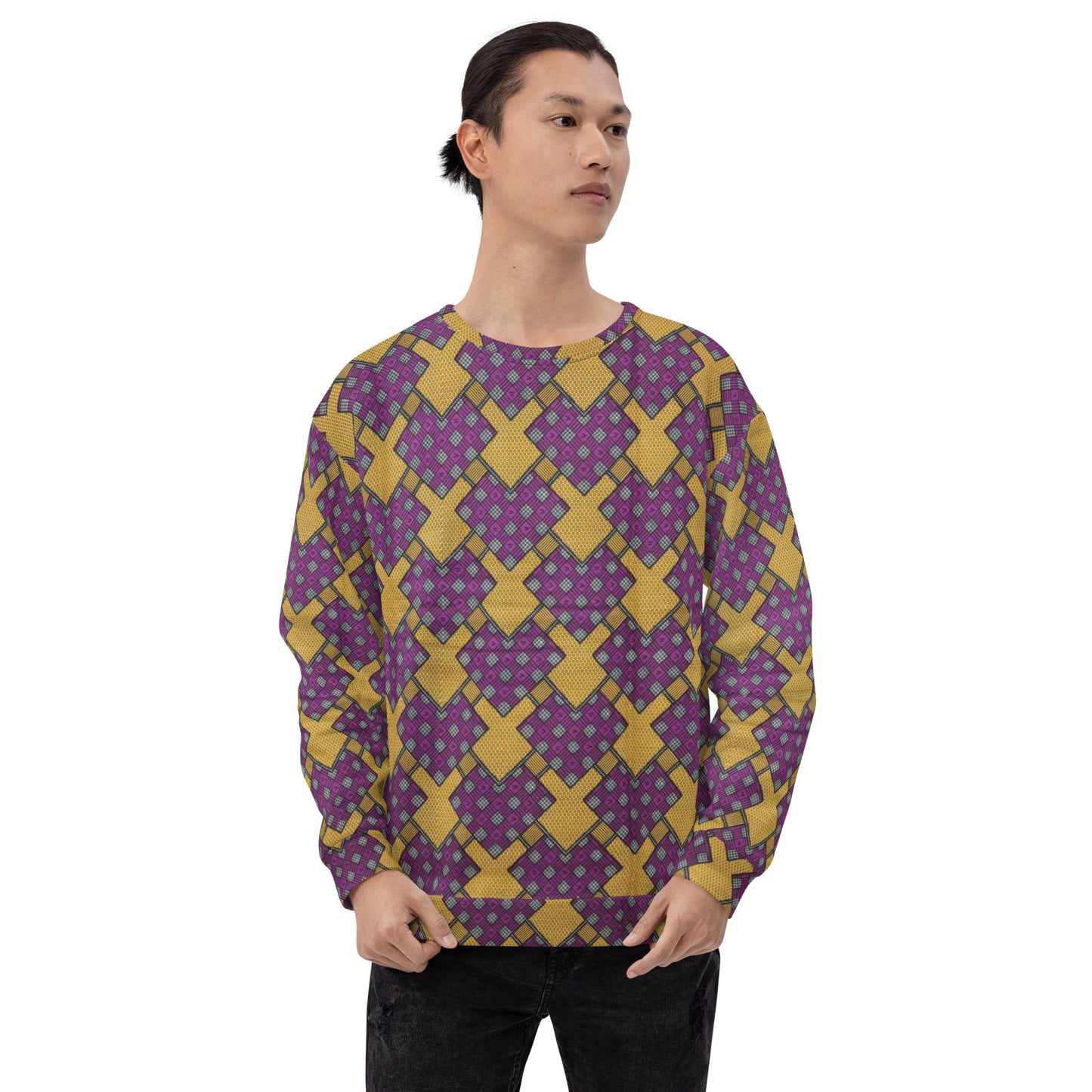 Purple Yellow Shapes Ankara Unisex Sweatshirt