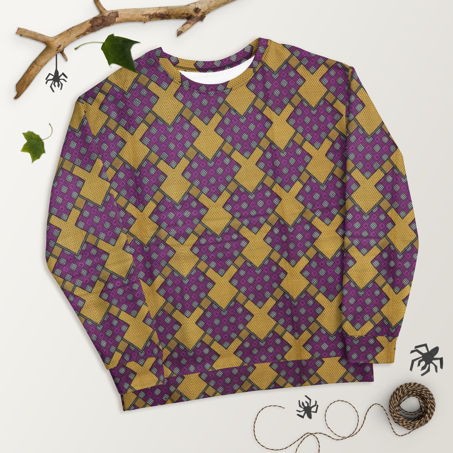 Purple Yellow Shapes Ankara Unisex Sweatshirt