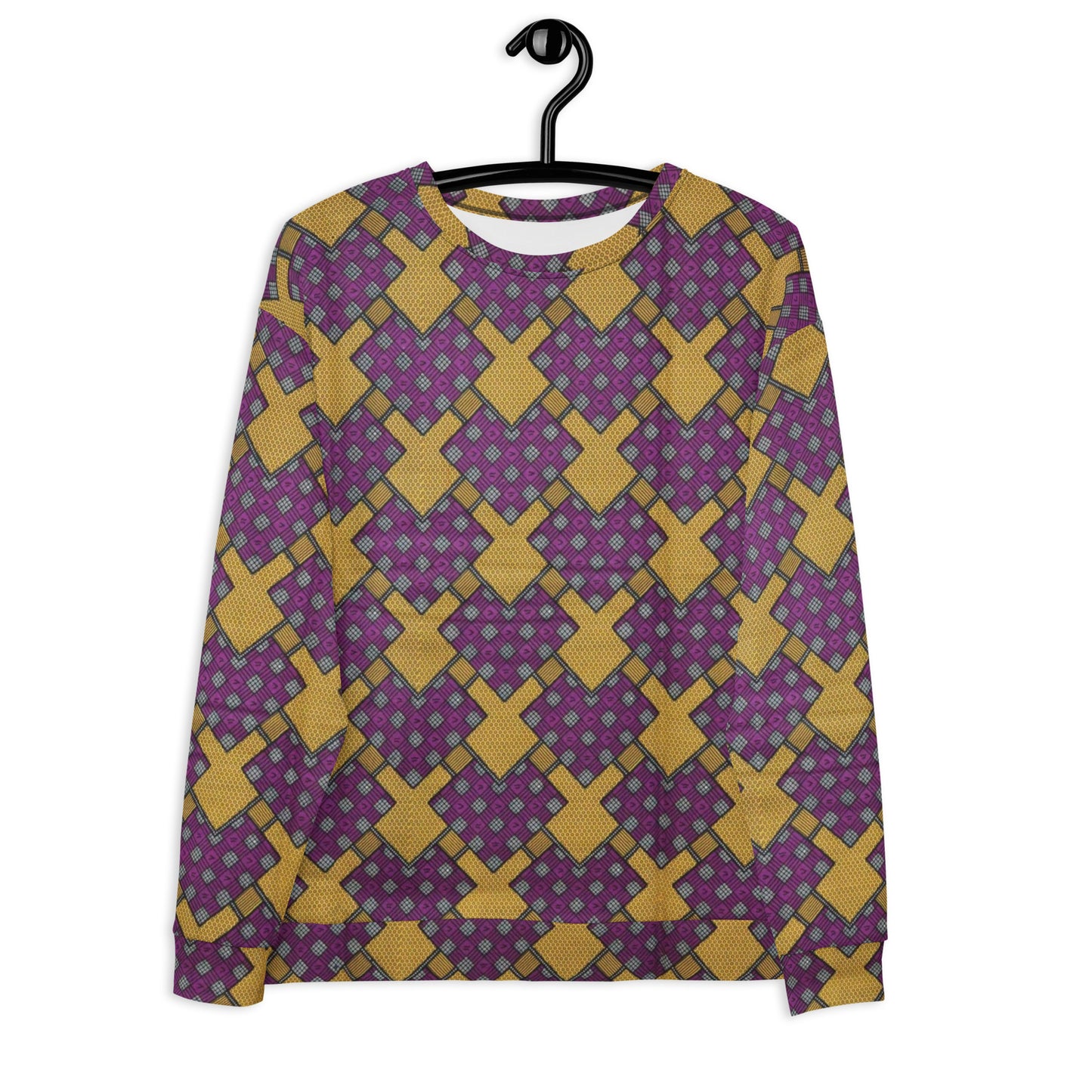 Purple Yellow Shapes Ankara Unisex Sweatshirt