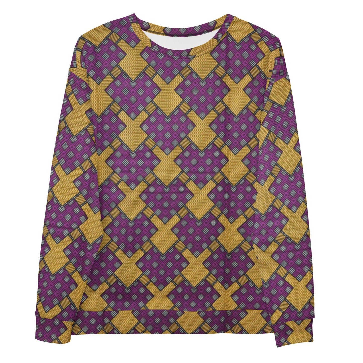 Purple Yellow Shapes Ankara Unisex Sweatshirt