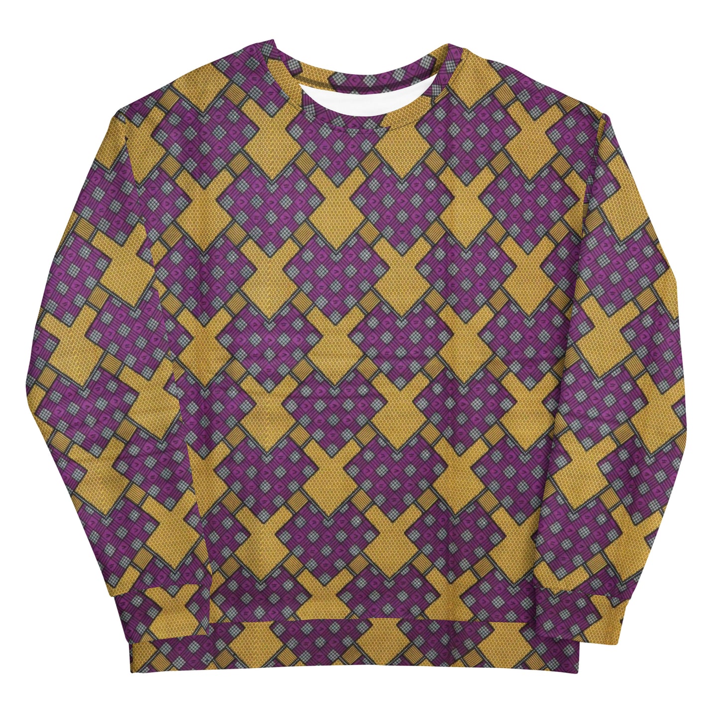 Purple Yellow Shapes Ankara Unisex Sweatshirt