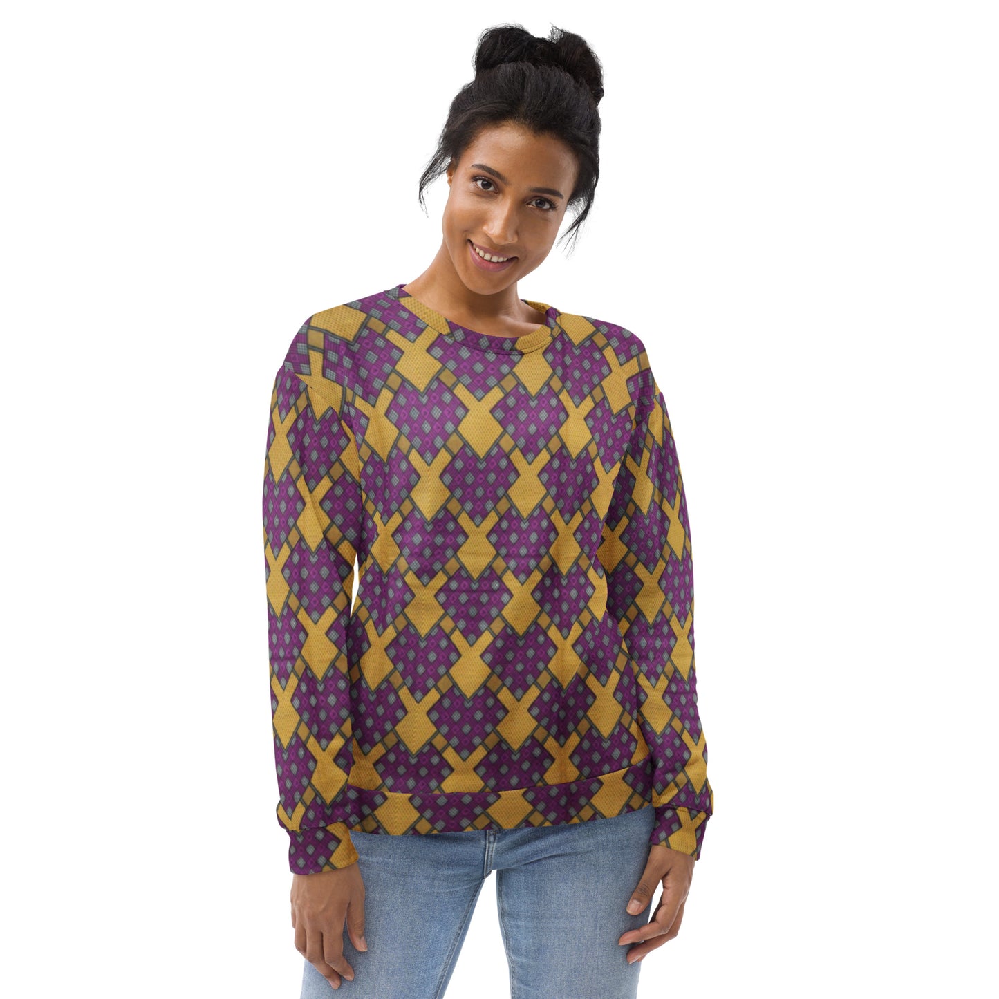 Purple Yellow Shapes Ankara Unisex Sweatshirt