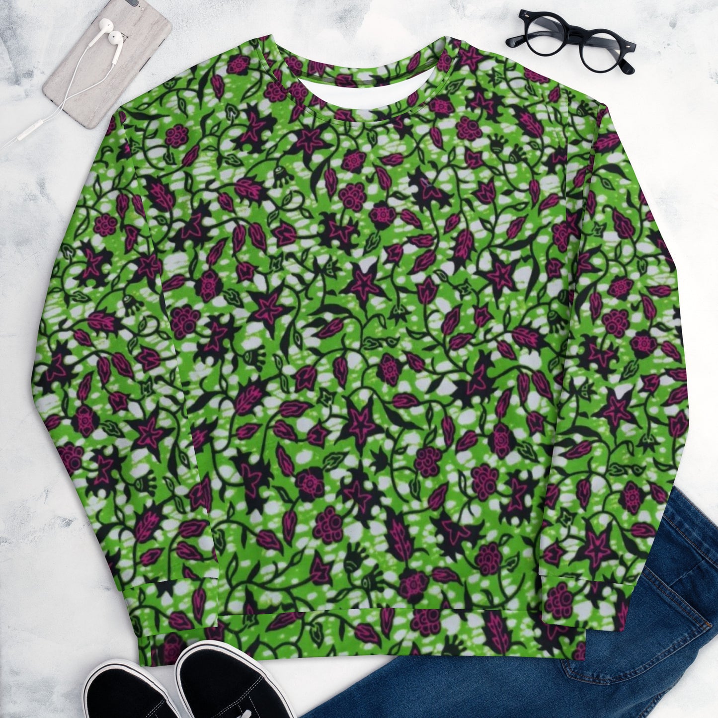 Green Burgundy Ankara Unisex Sweatshirt