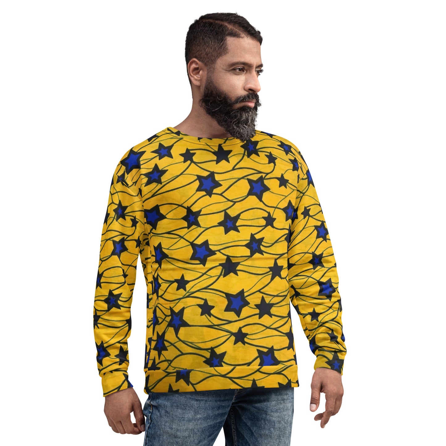 Yellow Blue Star Ankara Unisex Sweatshirt