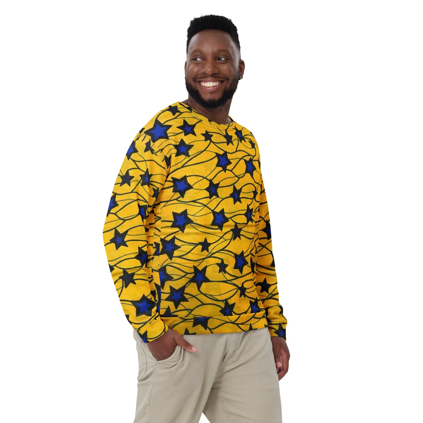 Yellow Blue Star Ankara Unisex Sweatshirt