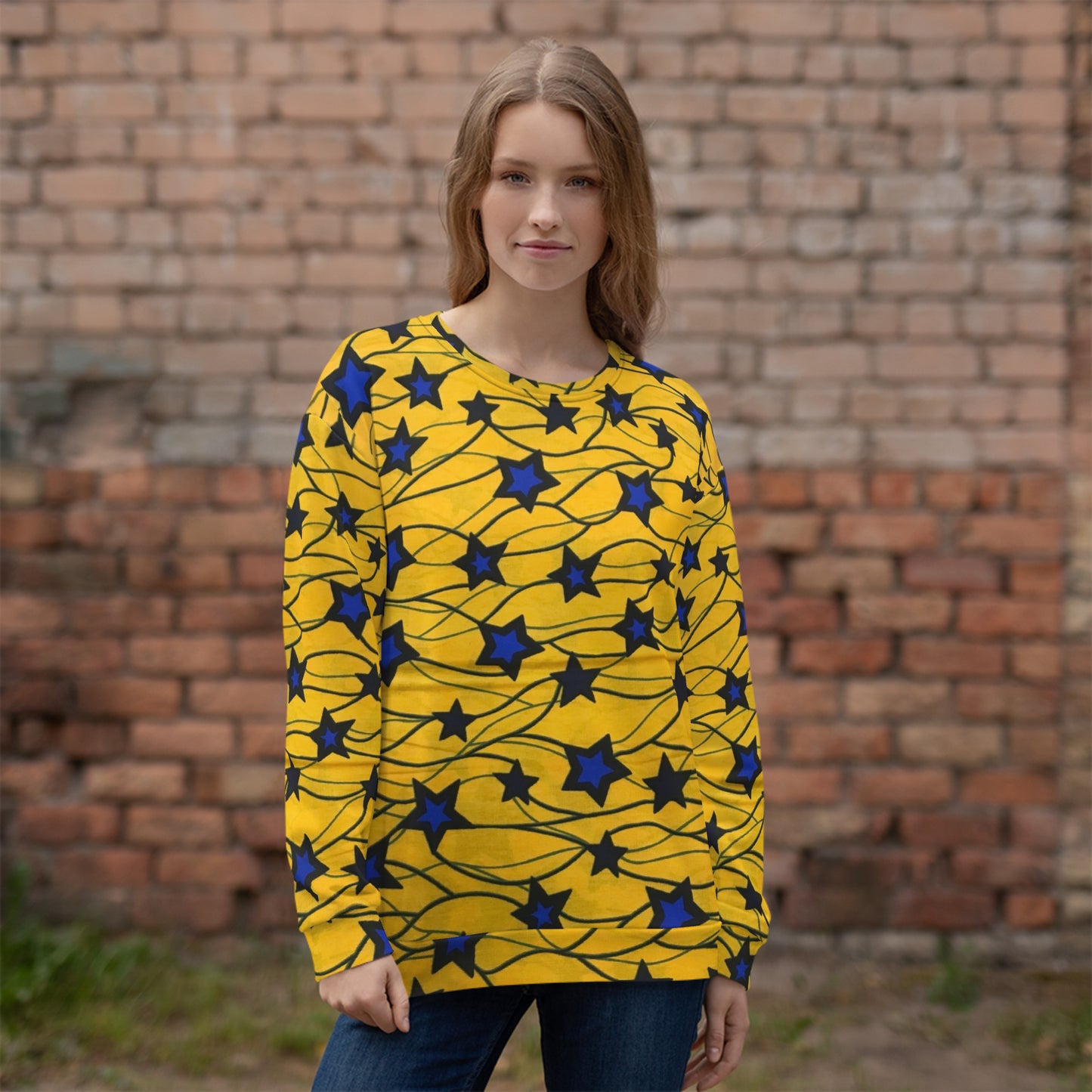 Yellow Blue Star Ankara Unisex Sweatshirt