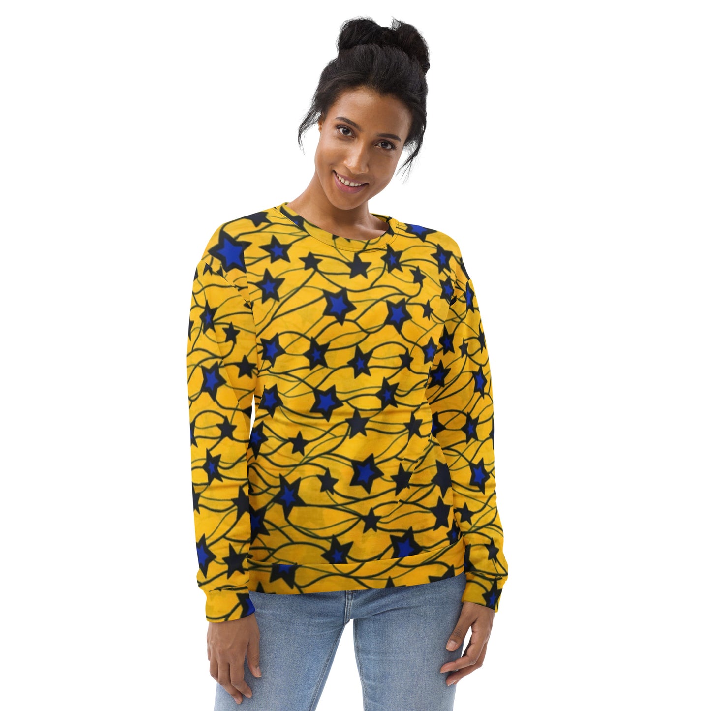 Yellow Blue Star Ankara Unisex Sweatshirt