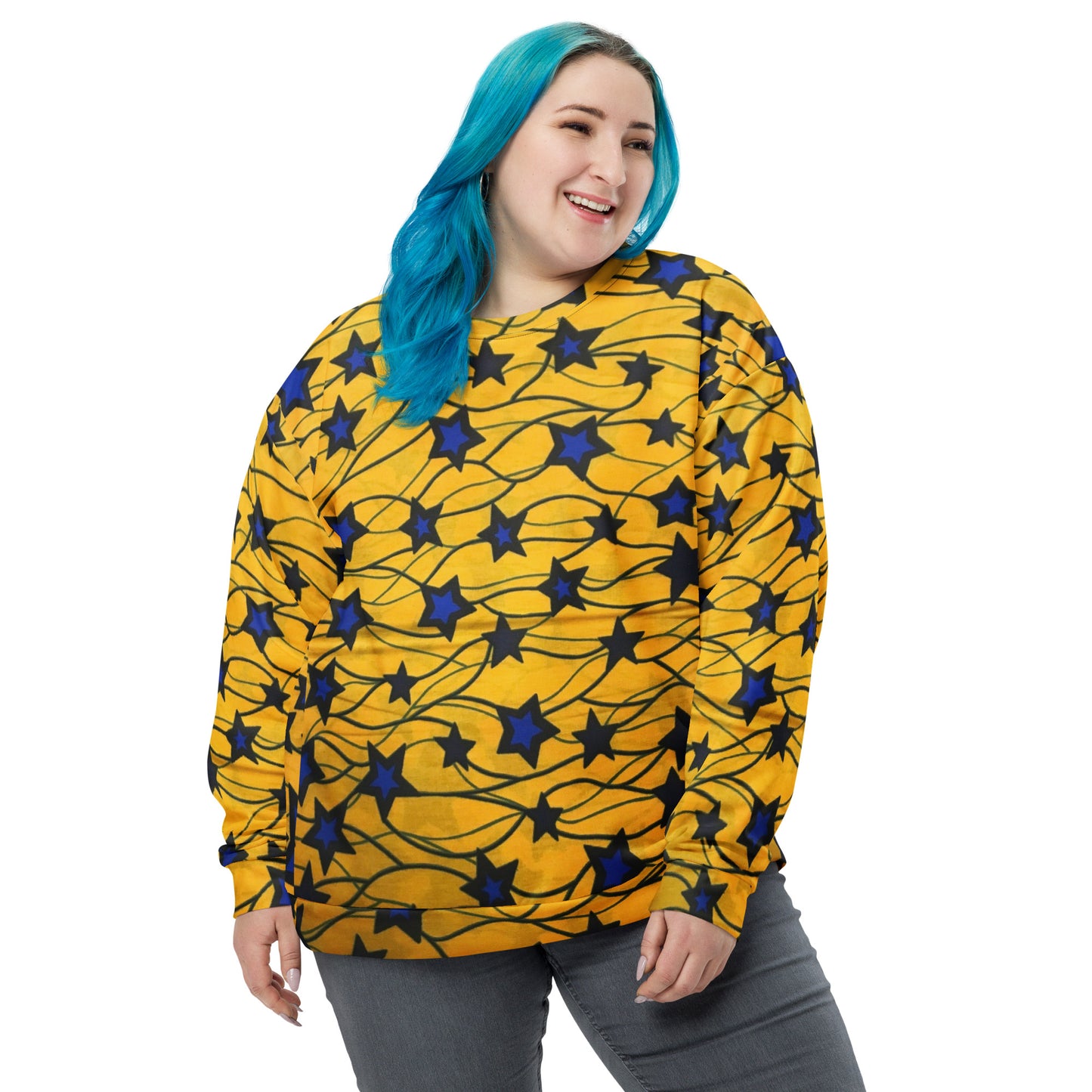 Yellow Blue Star Ankara Unisex Sweatshirt