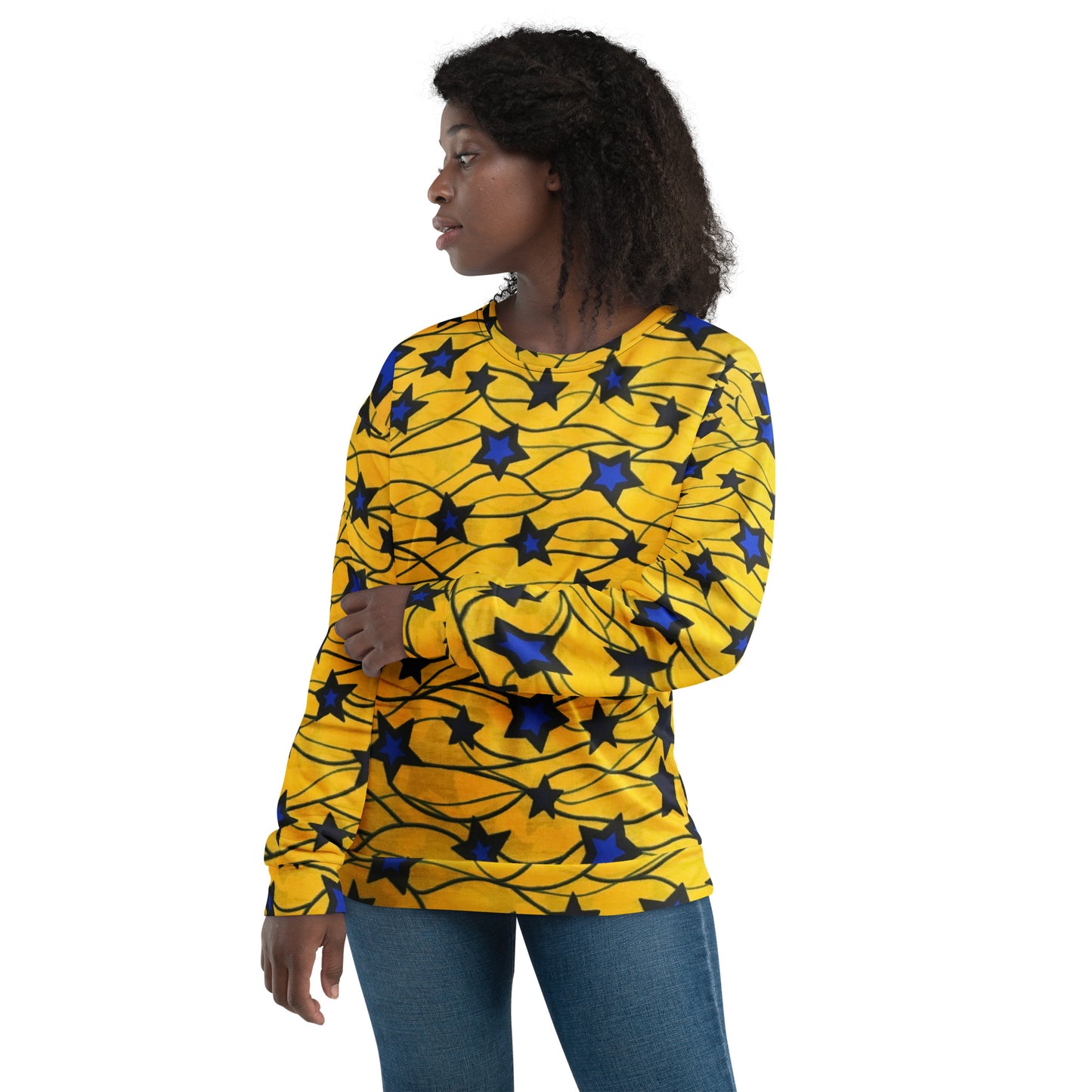 Yellow Blue Star Ankara Unisex Sweatshirt