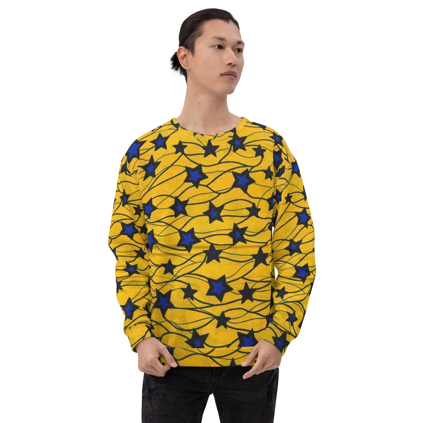 Yellow Blue Star Ankara Unisex Sweatshirt