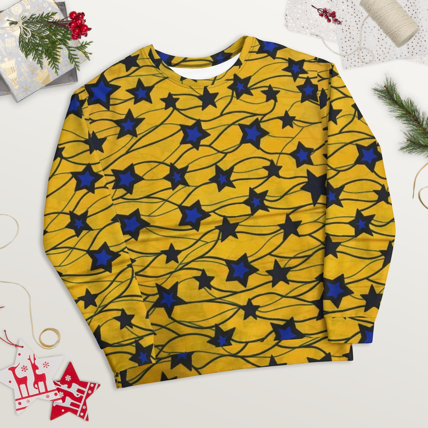 Yellow Blue Star Ankara Unisex Sweatshirt