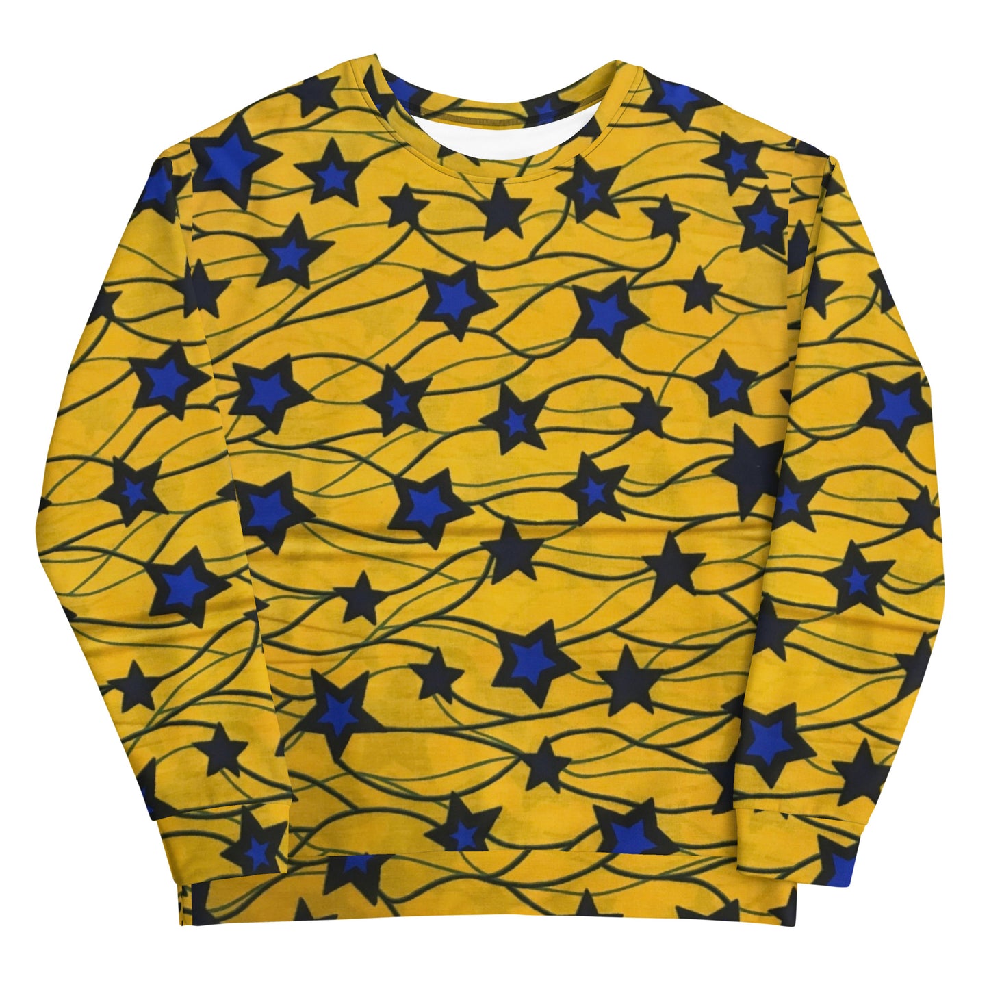 Yellow Blue Star Ankara Unisex Sweatshirt