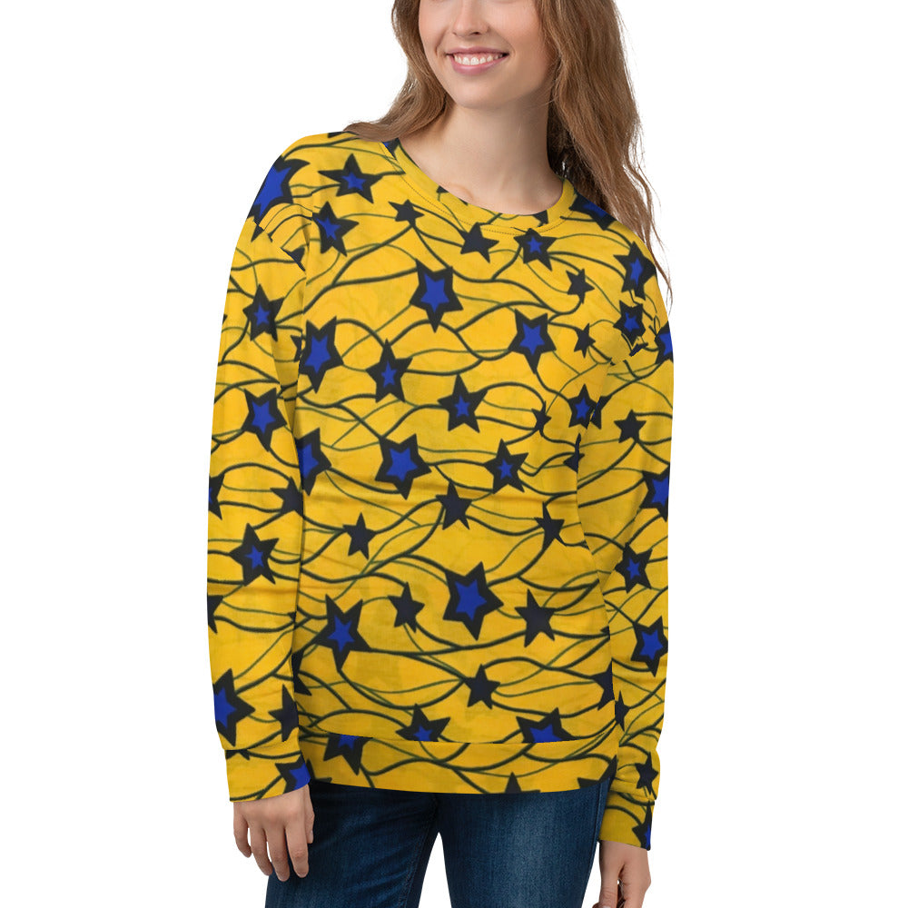 Yellow Blue Star Ankara Unisex Sweatshirt