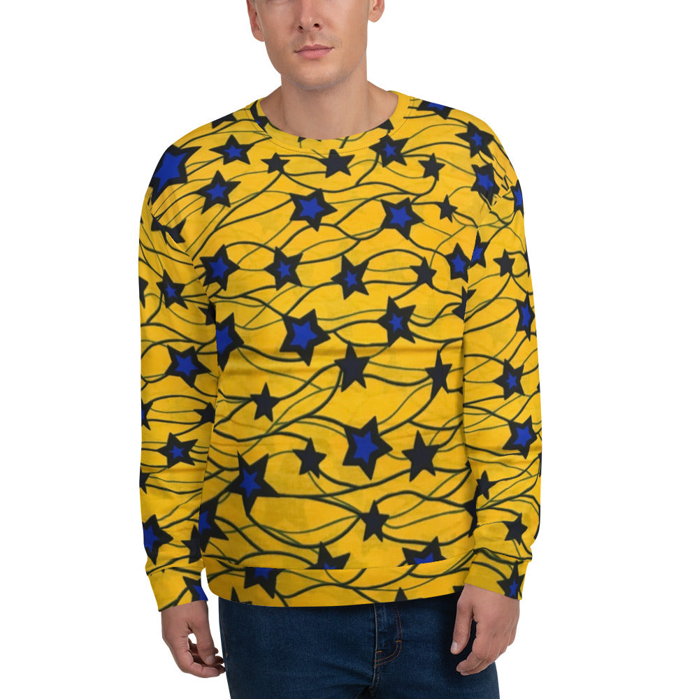 Yellow Blue Star Ankara Unisex Sweatshirt