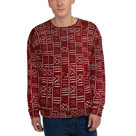 Red White African Print Ankara Unisex Sweatshirt