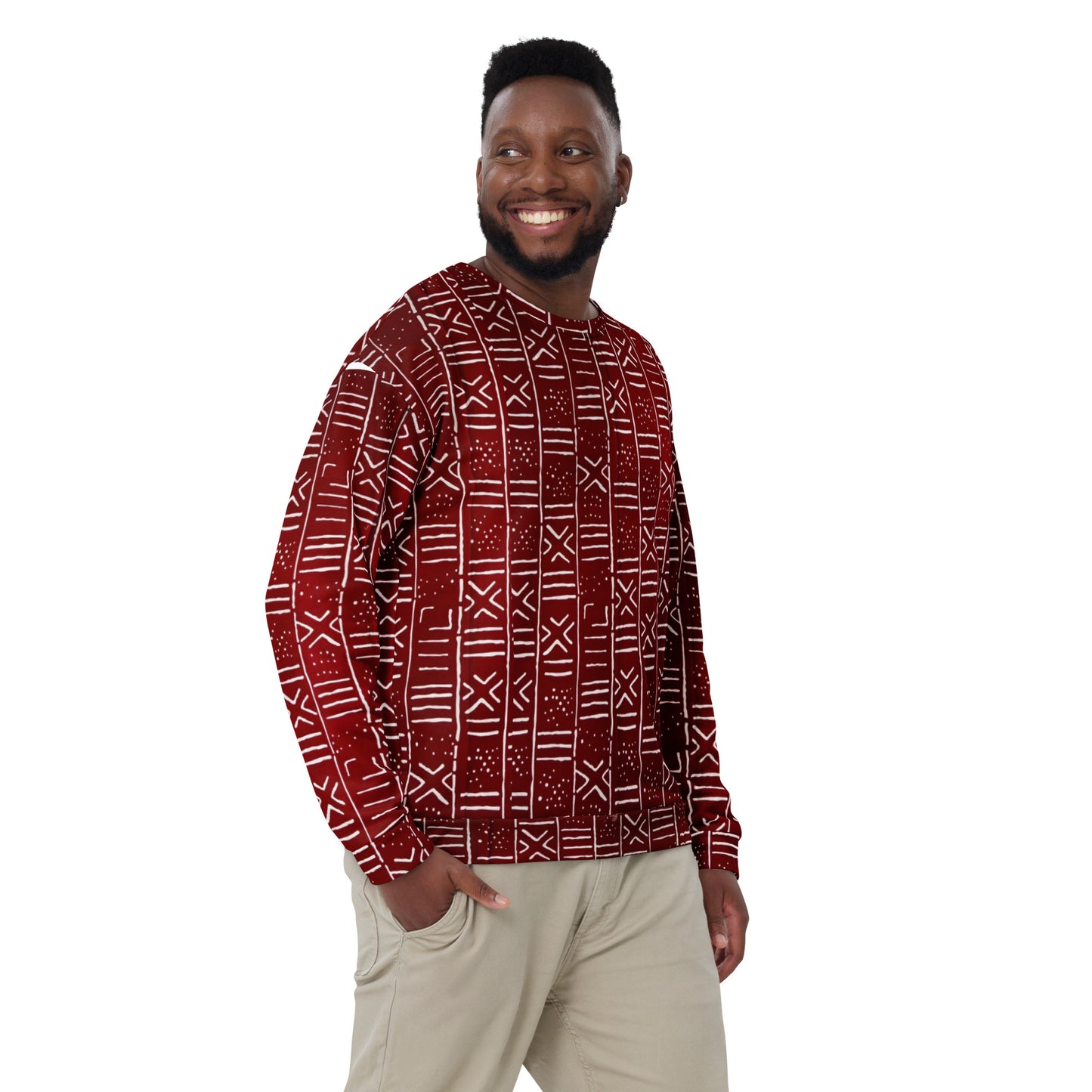 Red White African Print Ankara Unisex Sweatshirt