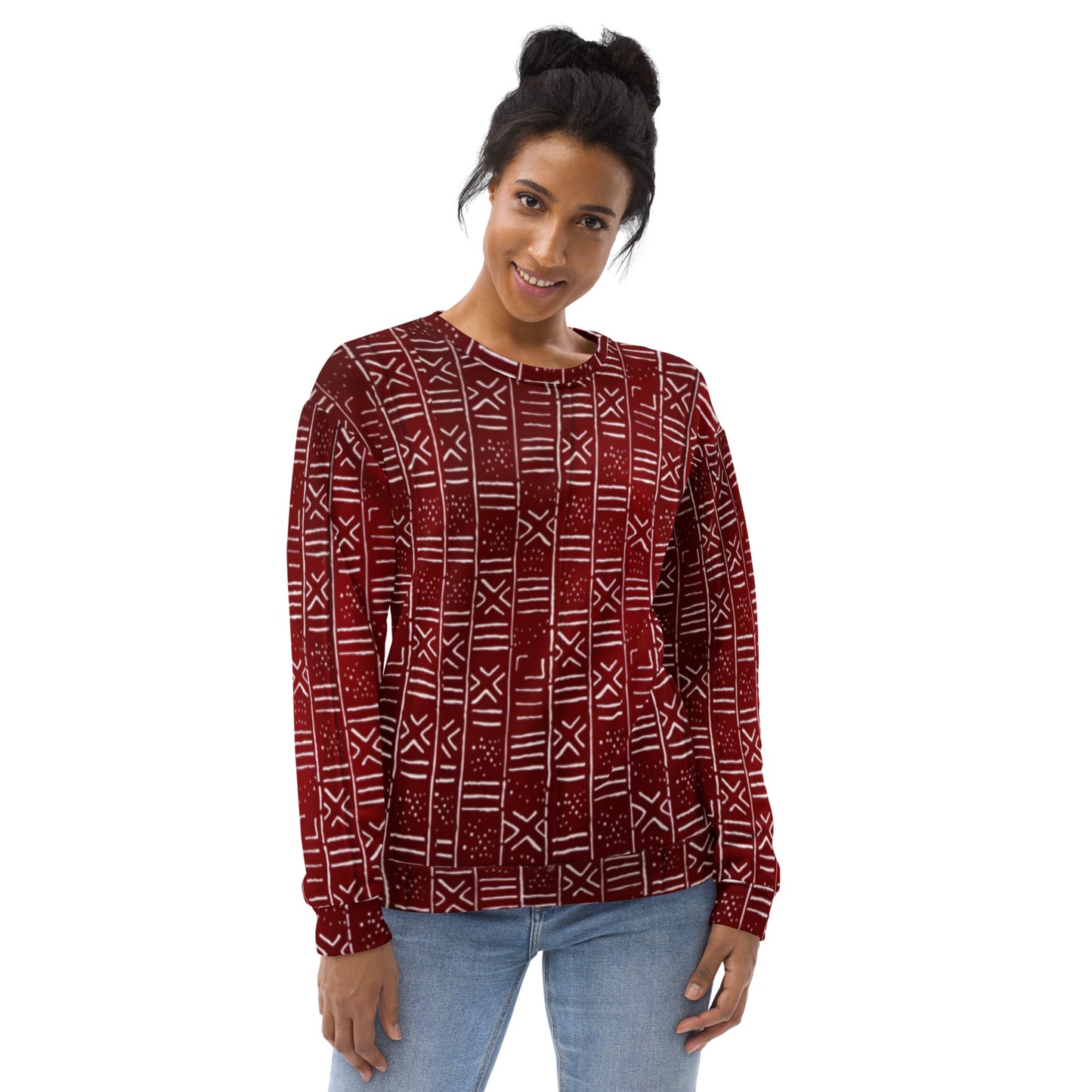 Red White African Print Ankara Unisex Sweatshirt