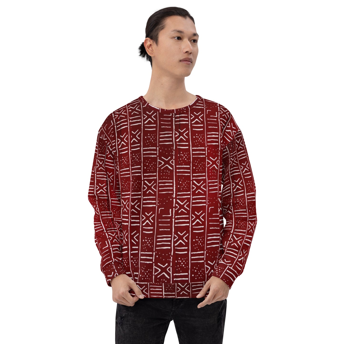 Red White African Print Ankara Unisex Sweatshirt