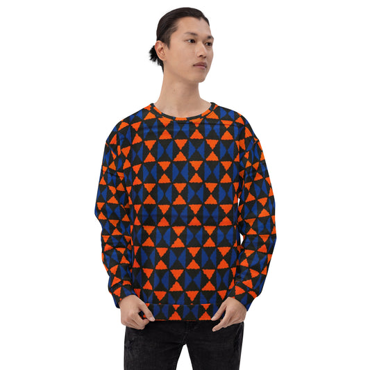 Orange Blue Triangle Ankara Unisex Sweatshirt