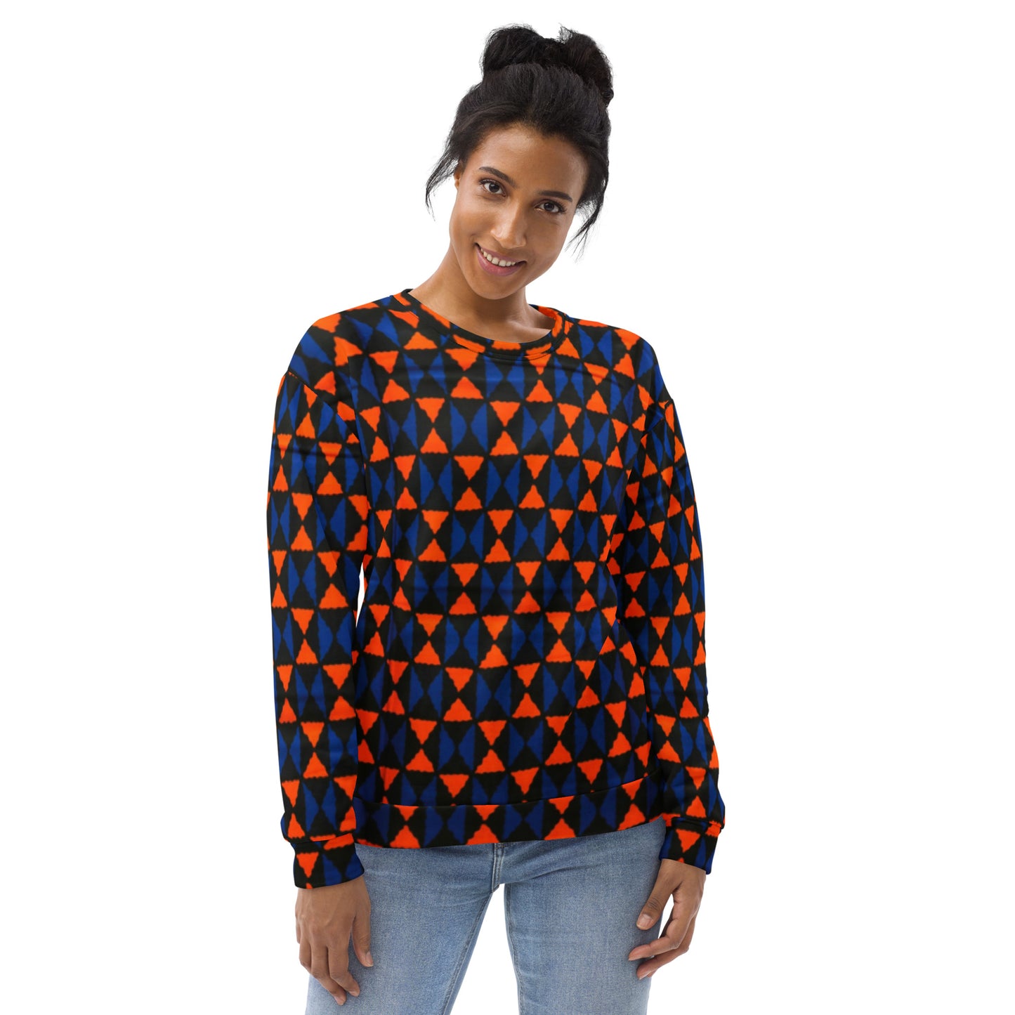 Orange Blue Triangle Ankara Unisex Sweatshirt