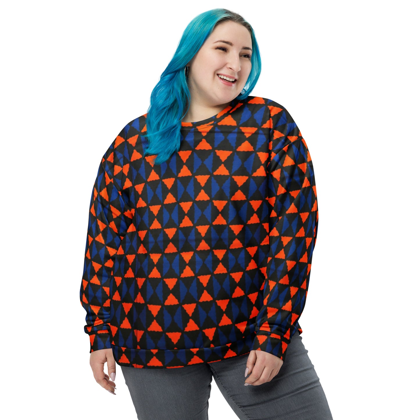 Orange Blue Triangle Ankara Unisex Sweatshirt