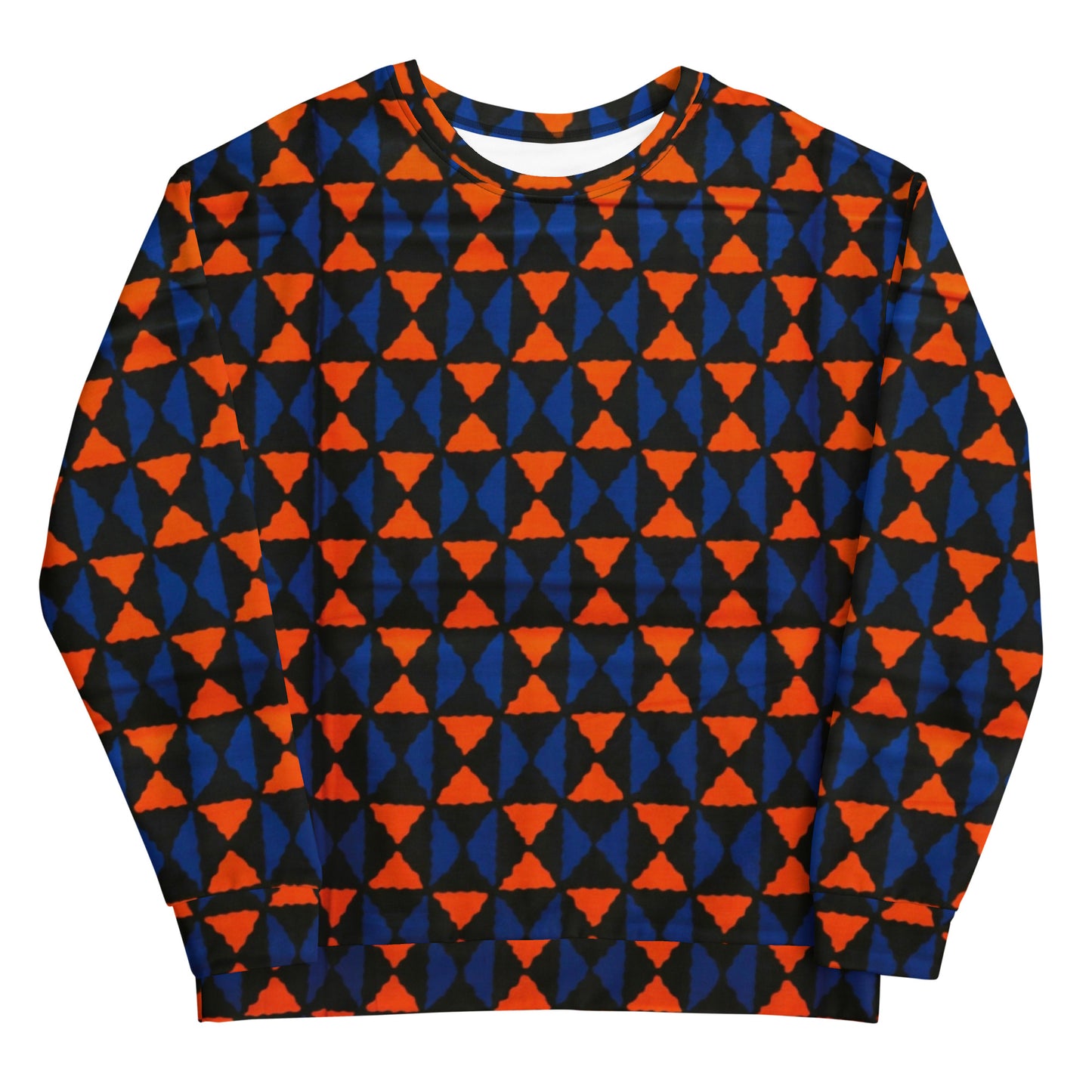 Orange Blue Triangle Ankara Unisex Sweatshirt