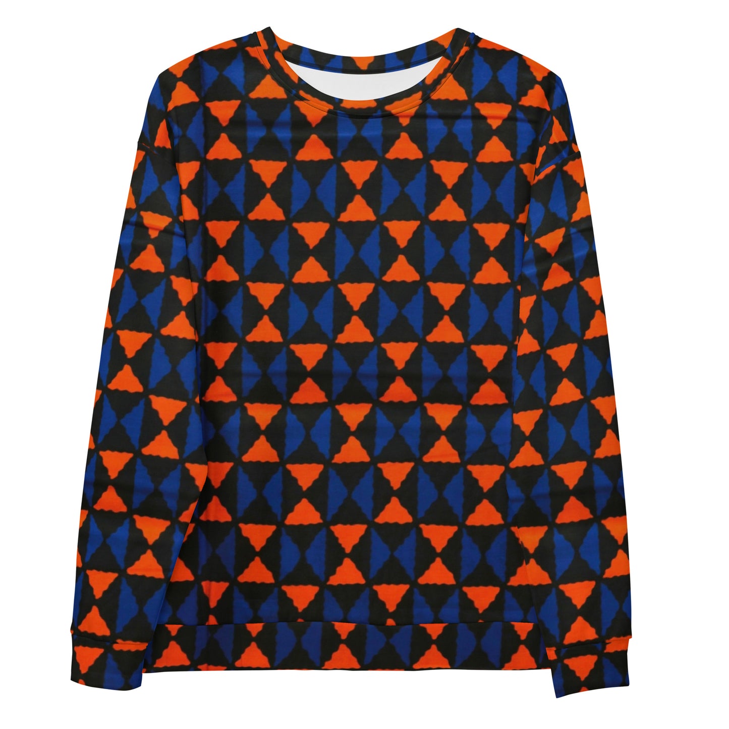 Orange Blue Triangle Ankara Unisex Sweatshirt