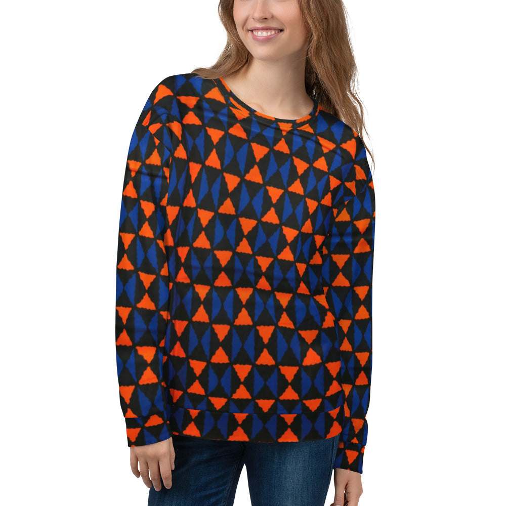 Orange Blue Triangle Ankara Unisex Sweatshirt