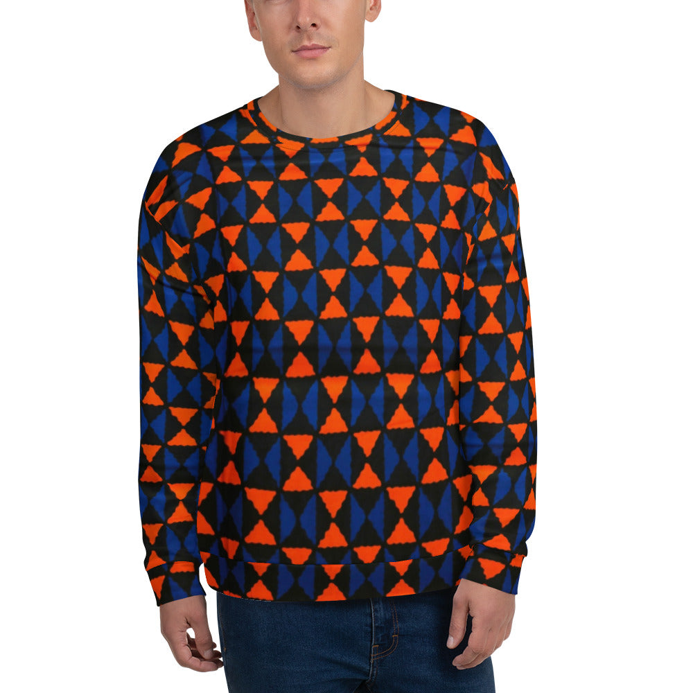 Orange Blue Triangle Ankara Unisex Sweatshirt