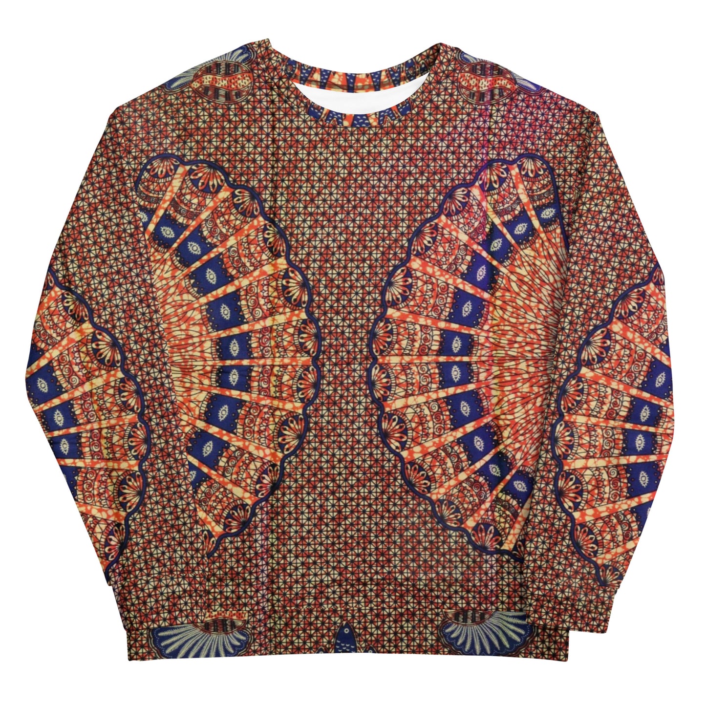 Navy On Peach Shells Ankara Unisex Sweatshirt