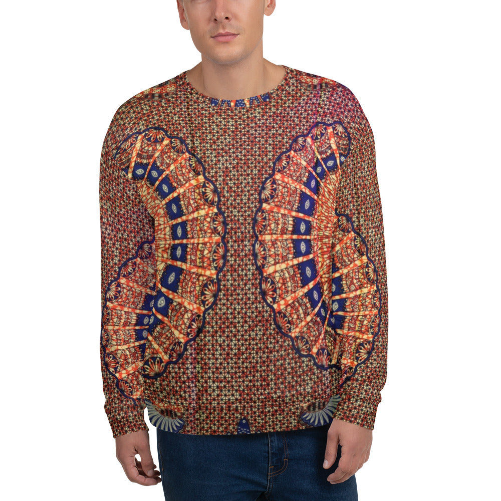 Navy On Peach Shells Ankara Unisex Sweatshirt