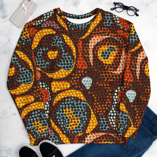 Multicolour Orange Abstract Ankara Unisex Sweatshirt