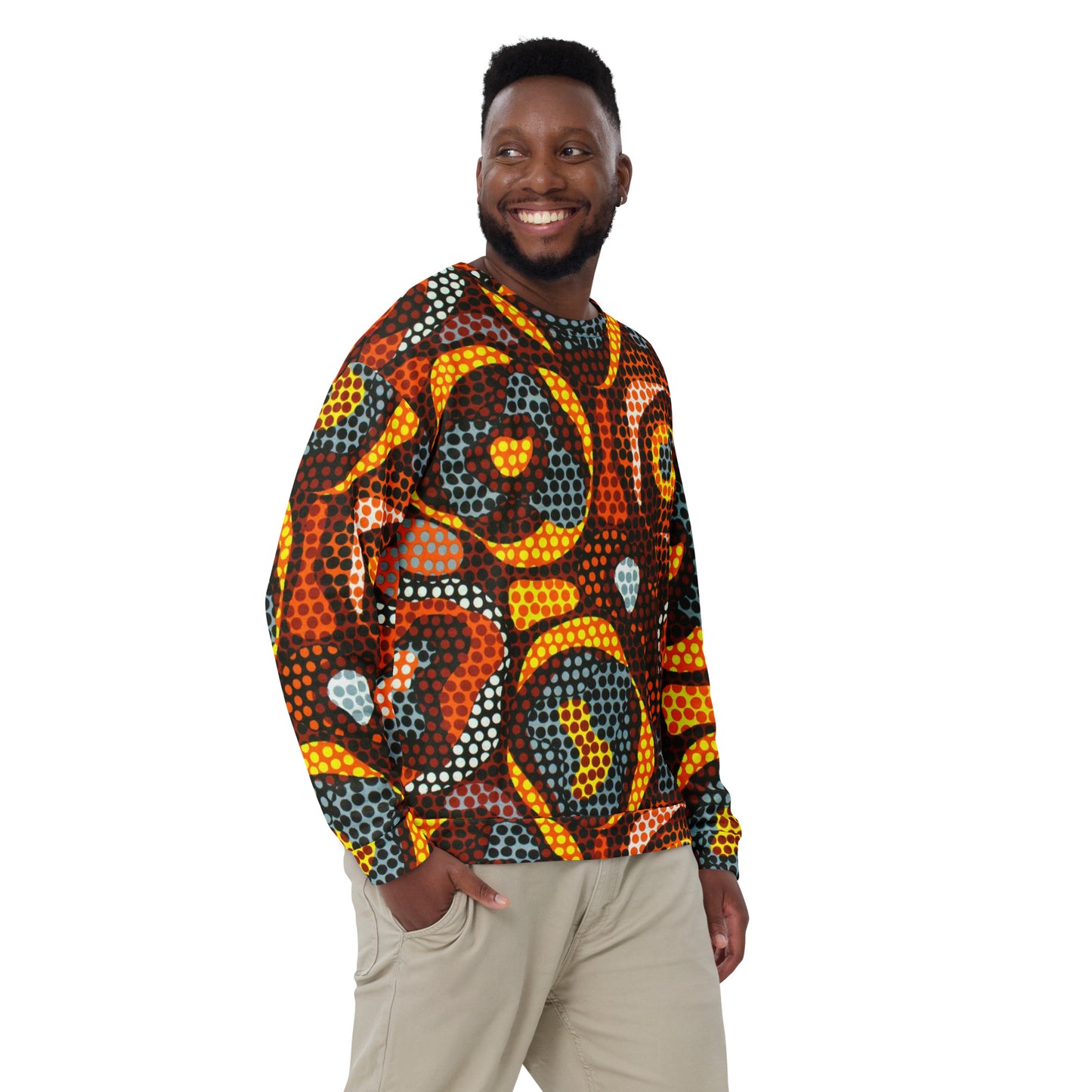 Multicolour Orange Abstract Ankara Unisex Sweatshirt