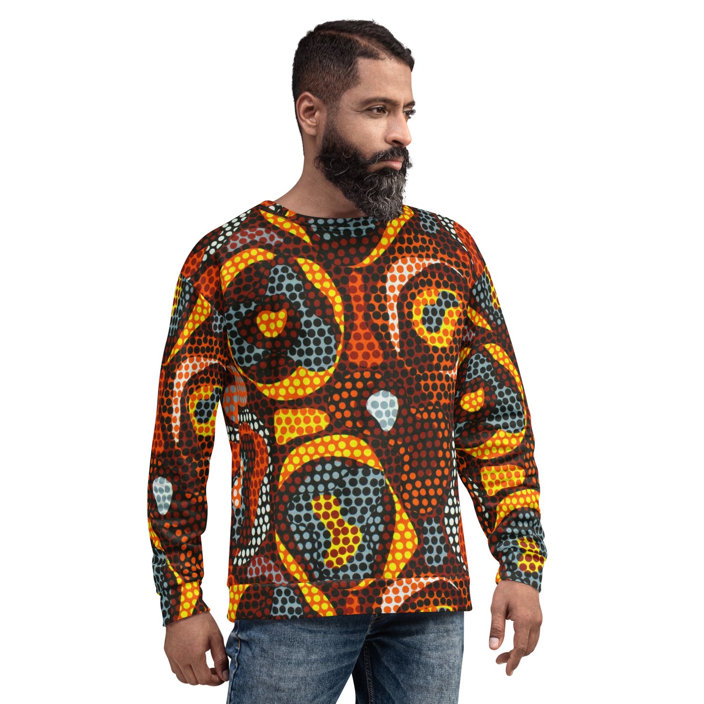 Multicolour Orange Abstract Ankara Unisex Sweatshirt