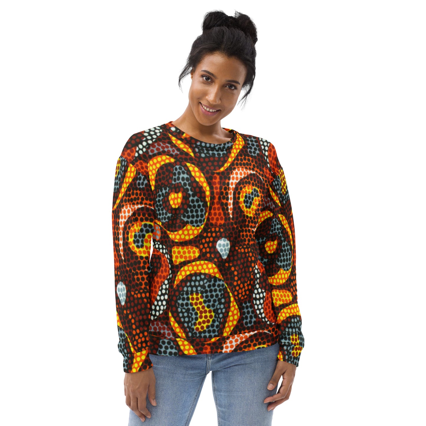 Multicolour Orange Abstract Ankara Unisex Sweatshirt