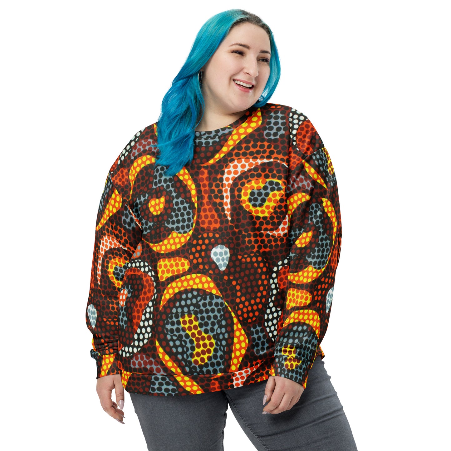 Multicolour Orange Abstract Ankara Unisex Sweatshirt