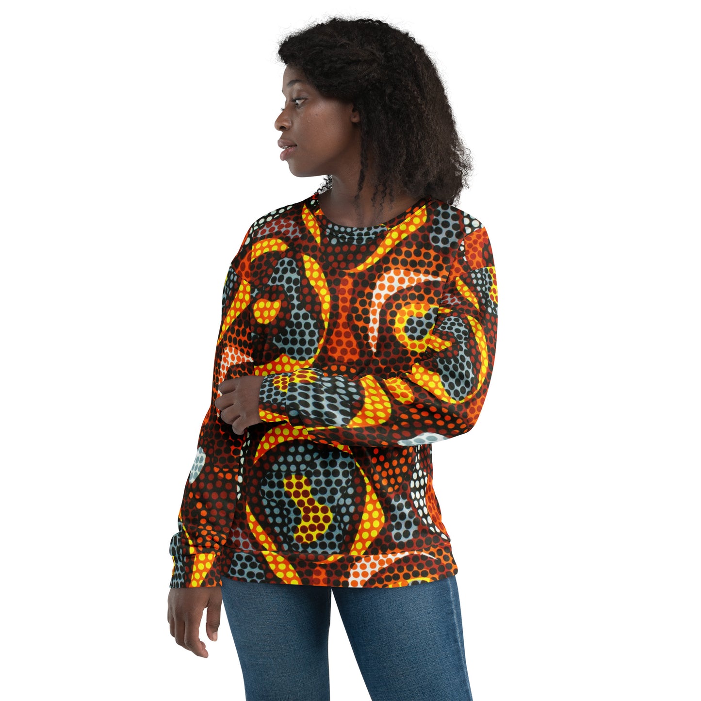 Multicolour Orange Abstract Ankara Unisex Sweatshirt