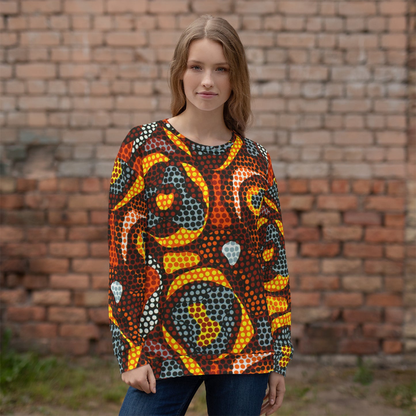 Multicolour Orange Abstract Ankara Unisex Sweatshirt