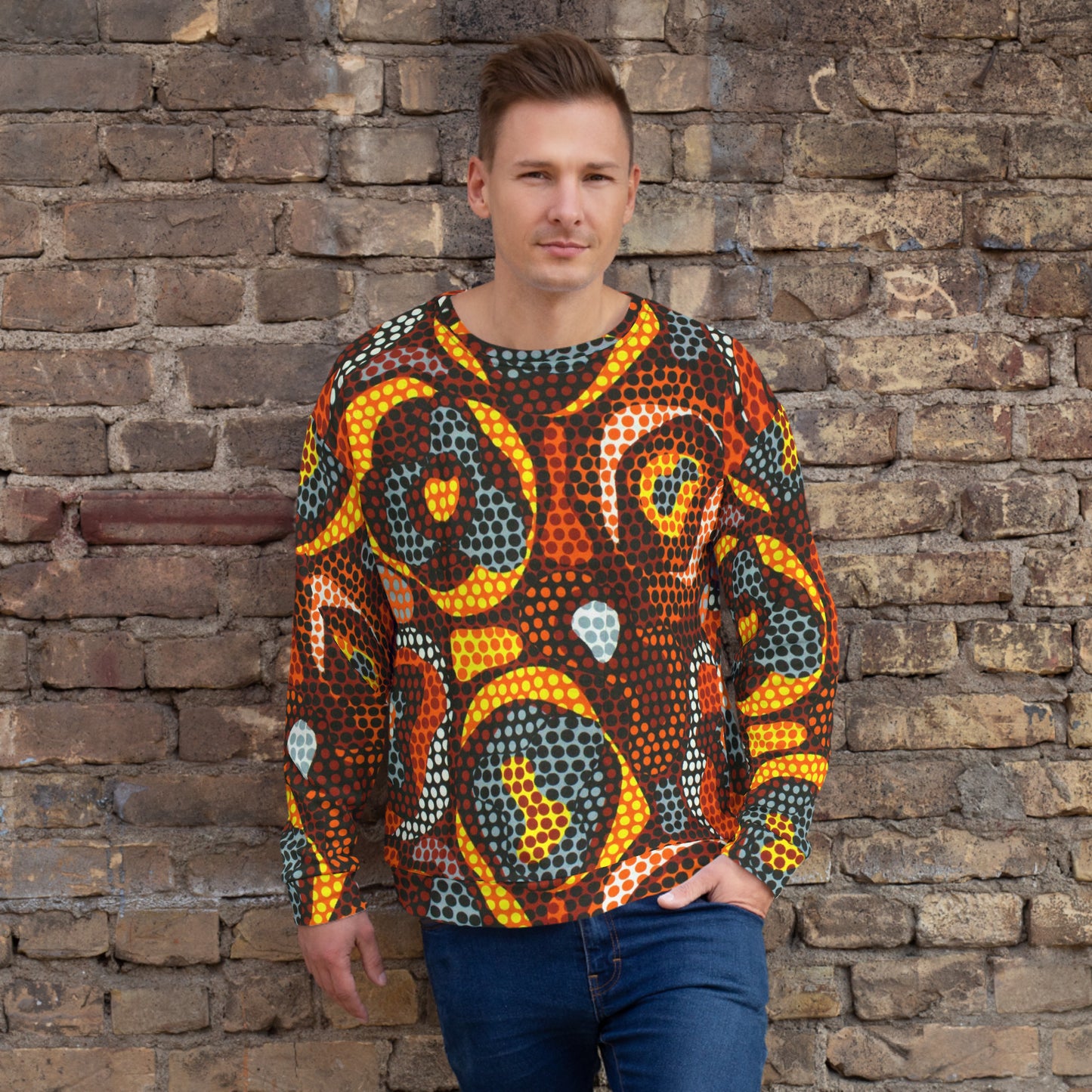 Multicolour Orange Abstract Ankara Unisex Sweatshirt