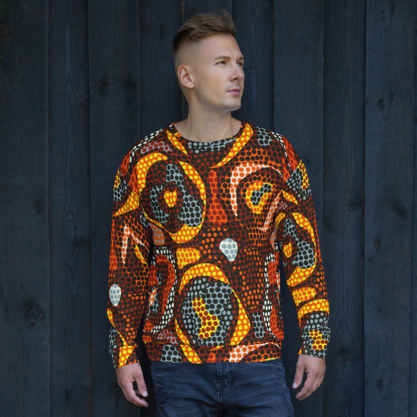 Multicolour Orange Abstract Ankara Unisex Sweatshirt