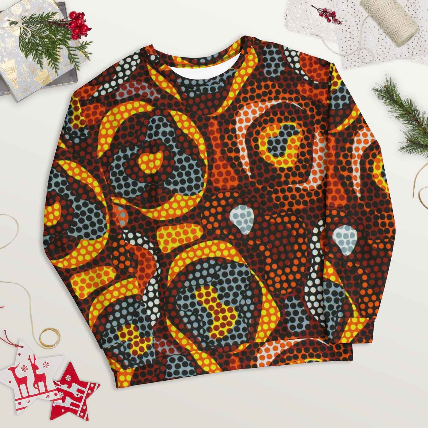 Multicolour Orange Abstract Ankara Unisex Sweatshirt